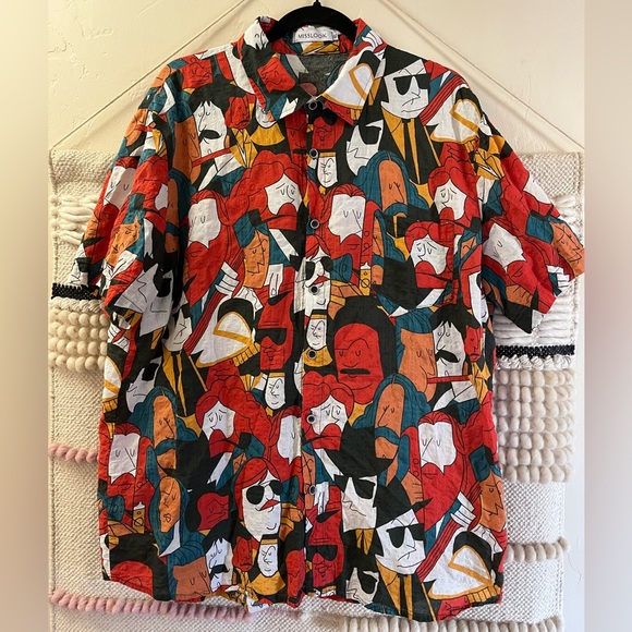MISSLOOK Men's Bold Graphic Button Down Shirt - Picture 1 of 4